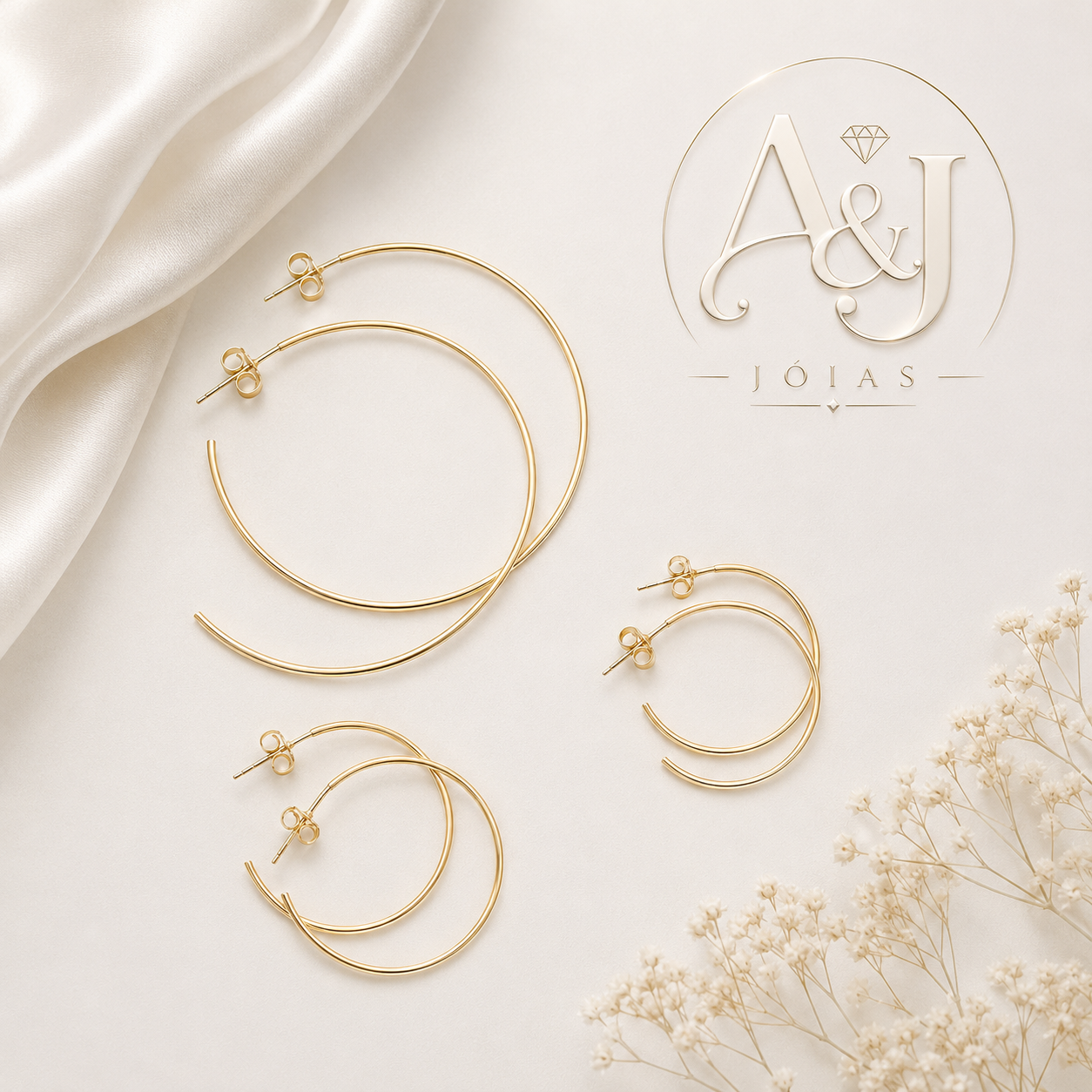 Trio de argolas dourada