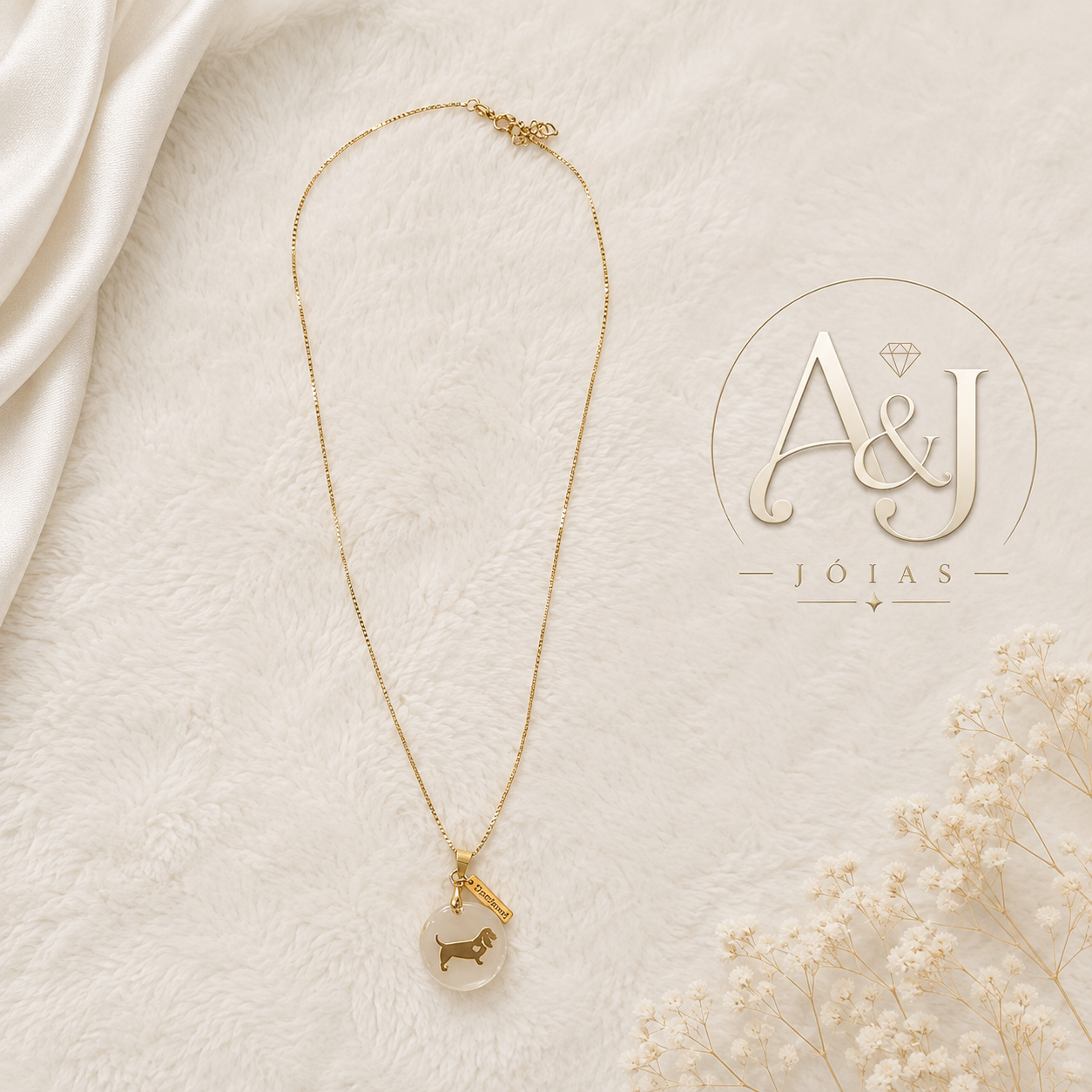 Colar dourado pet