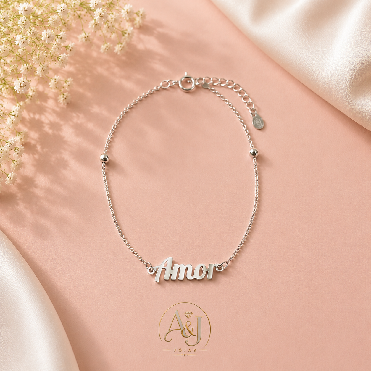 Pulseira Prata "Amor"