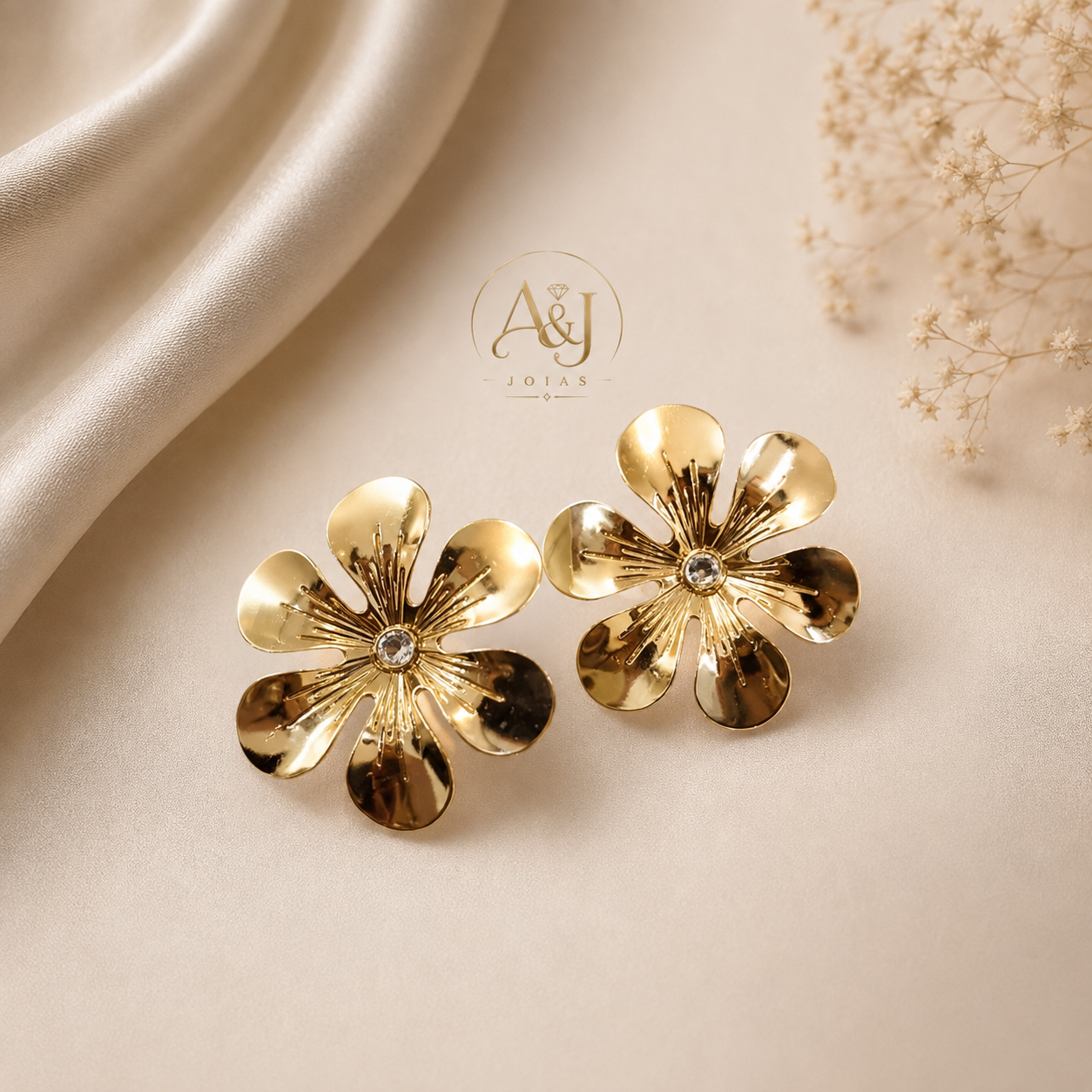 Brinco dourado Flor