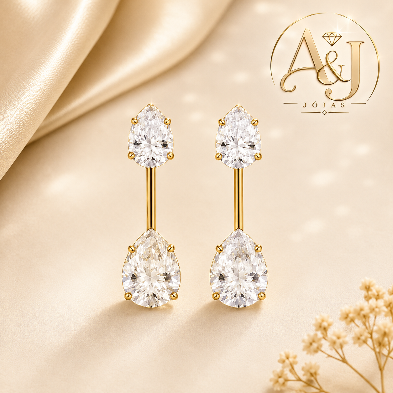 Brinco Virginia Gota Cristal Duplo