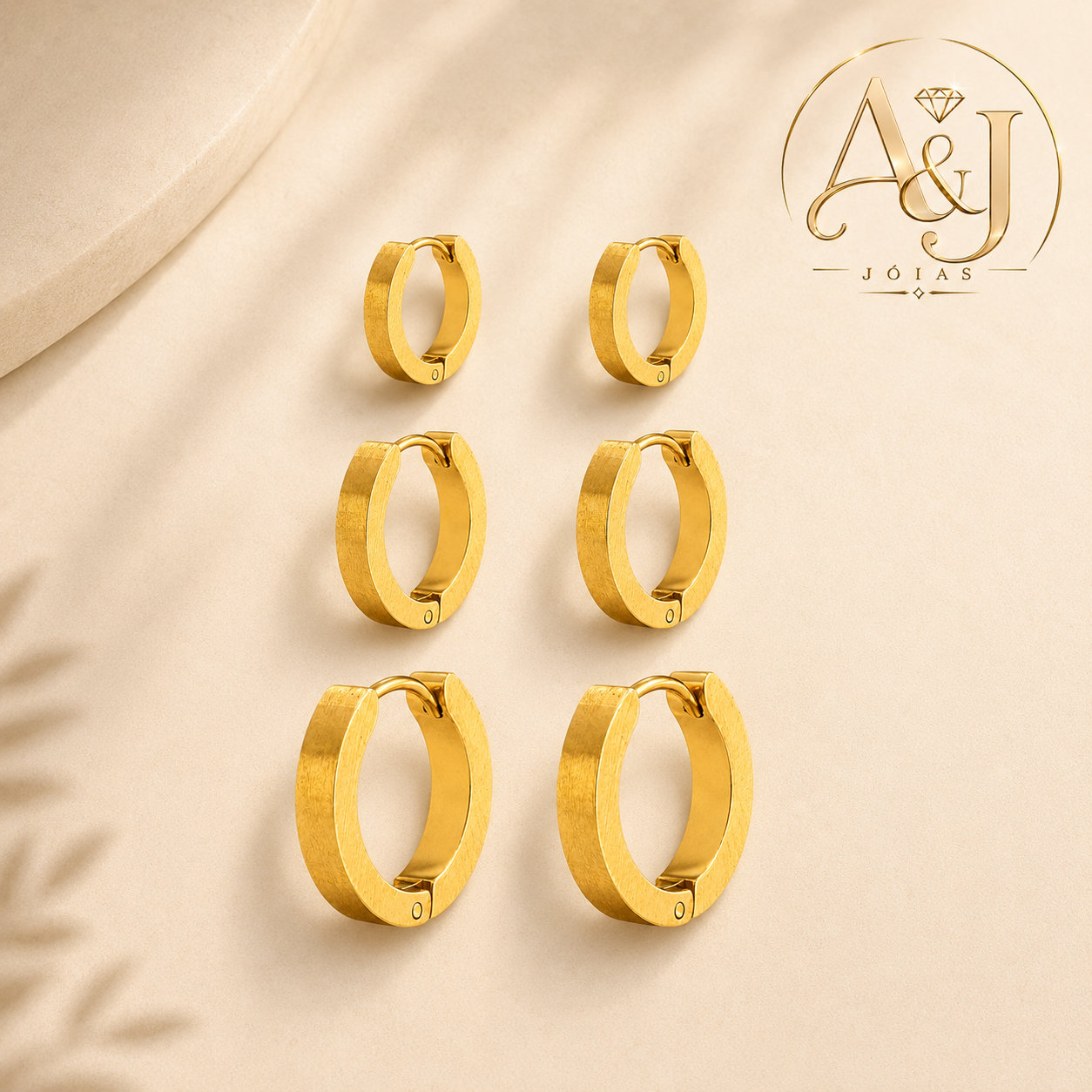 Trio de Brinco Aço inoxidavel - Argola Lisa