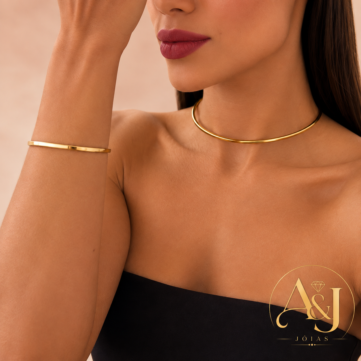 Conjunto Choker - Design Quadrado