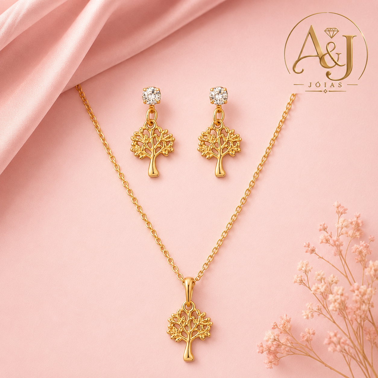 Conjunto Colar e Brinco - Árvore