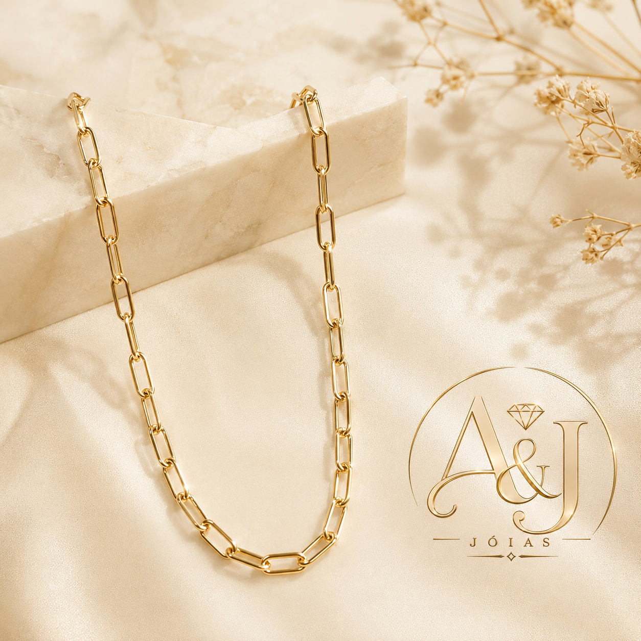 Colar dourado elos grandes 