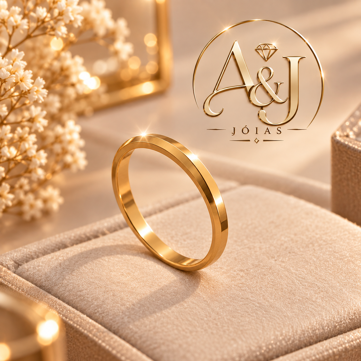 Anel dourado liso