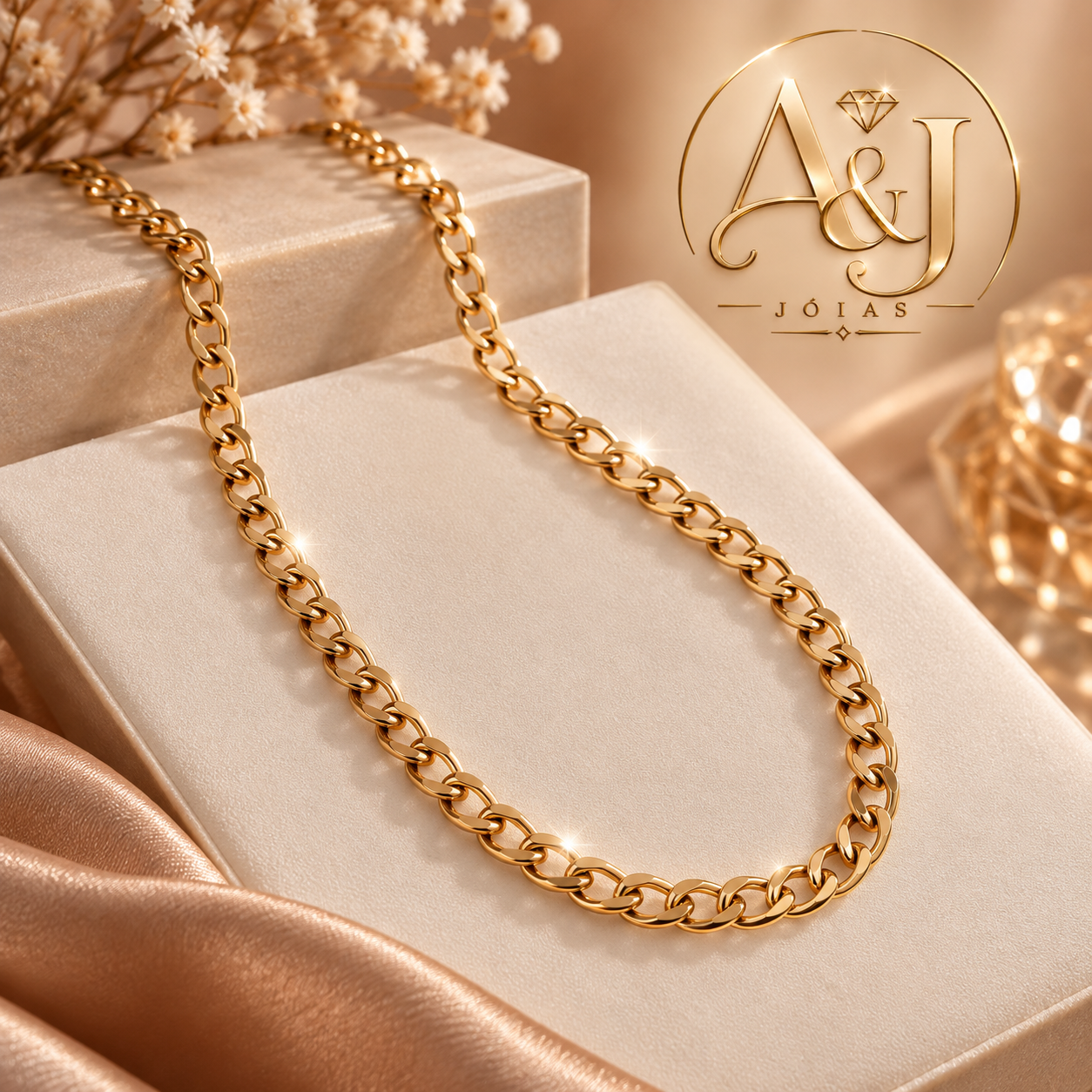 Colar masculino dourado 