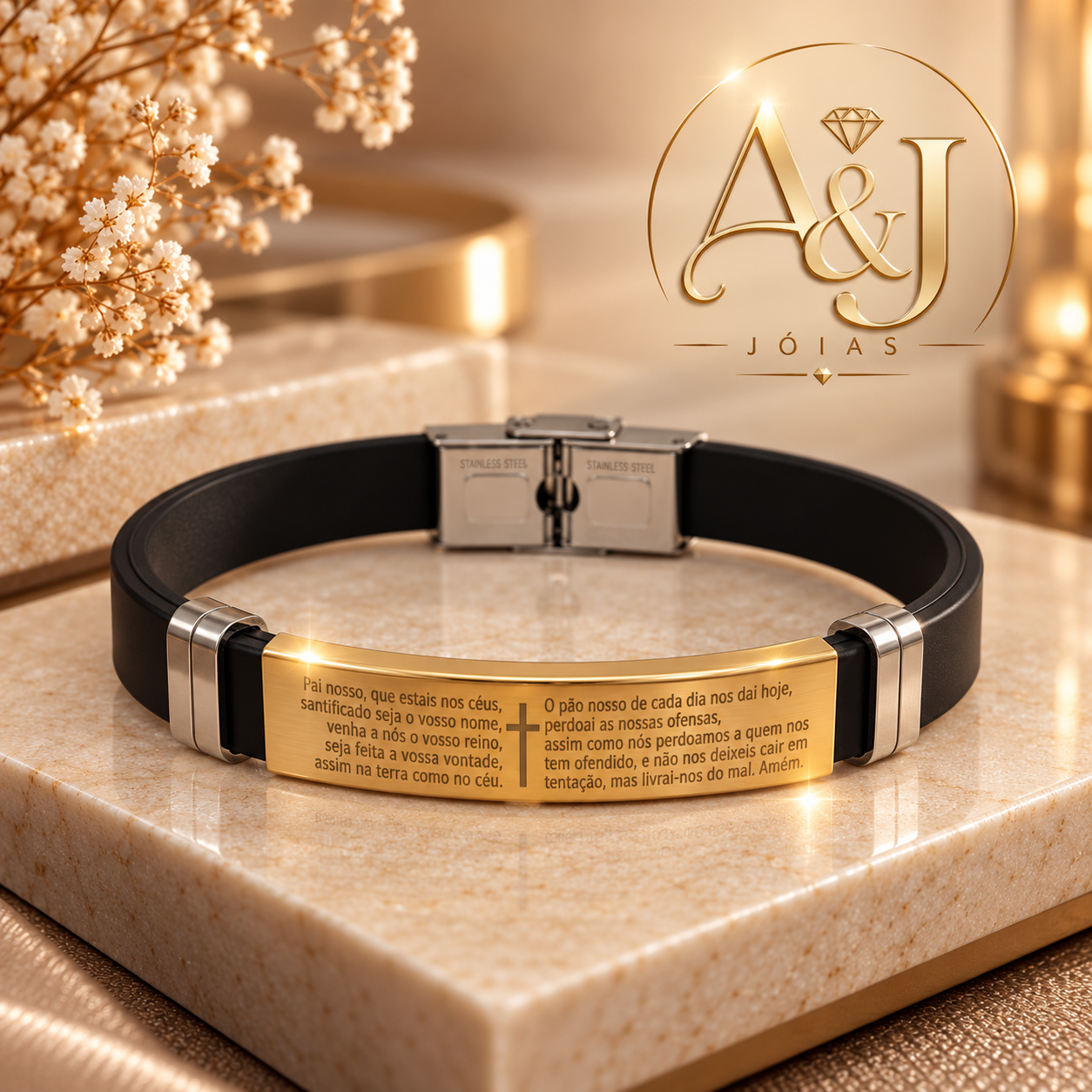 Pulseira masculina pai nosso