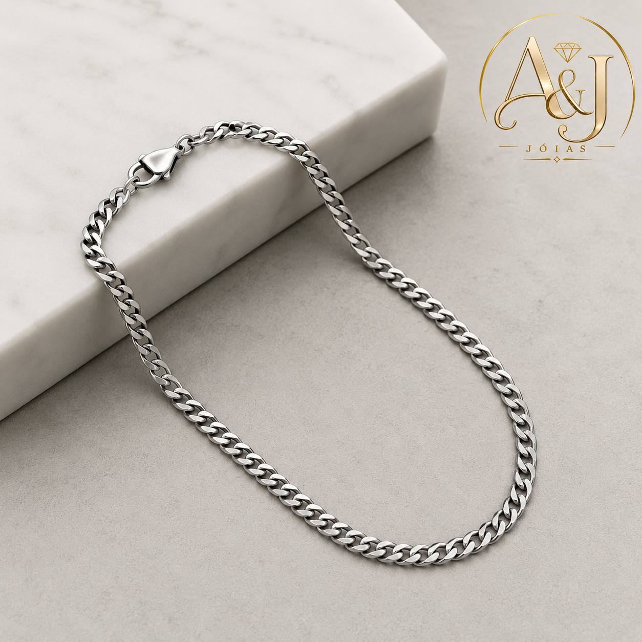Pulseira masculina Elo Grumet Fino