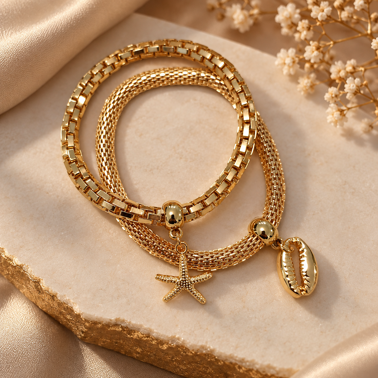 Pulseira dupla dourada