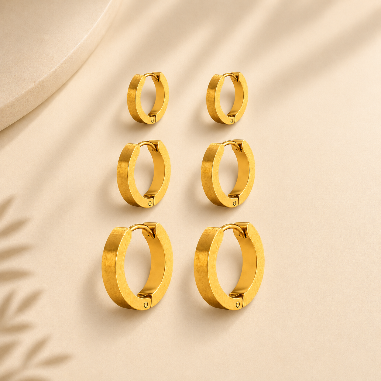 Trio de Brinco Aço inoxidavel - Argola Lisa